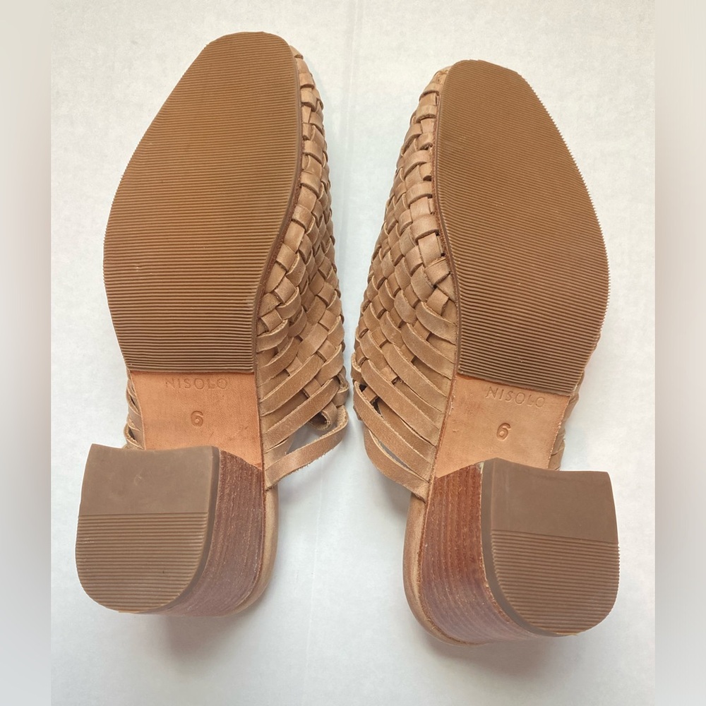 Nisolo All-Day Woven Heeled Mule In Almond - Picture 11 of 12